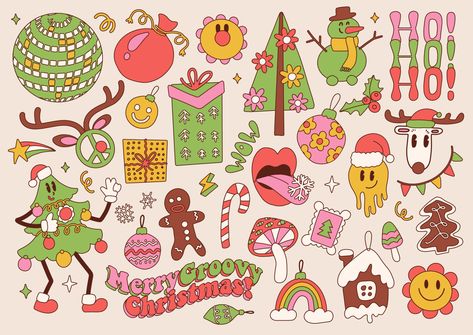 Merry Christmas Drawing, Tree Emoji, Groovy Typography, Linear Illustration, Clip Art Christmas, Emoji Gifts, Christmas Tree Clipart, Graph Paper Art, Groovy Retro