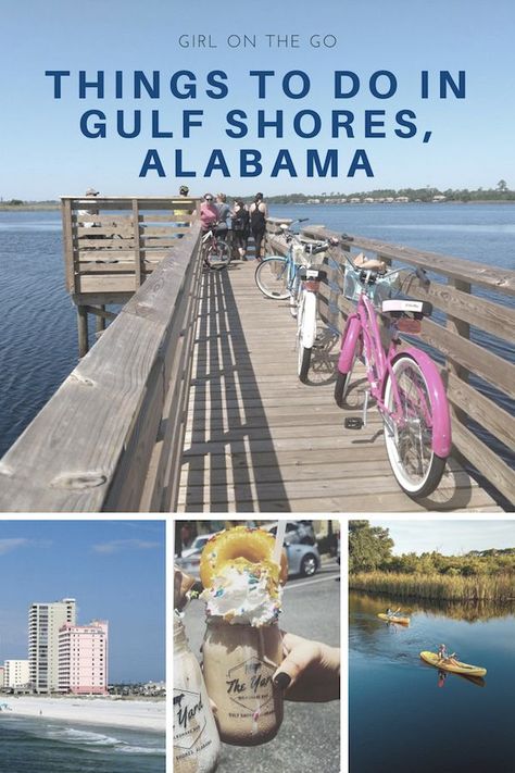 Drink the world's best milkshake, kayak in beautiful waters, bike through a natural park - these are just a few of dozens of things to do in Gulf Shores, Alabama. #gulfshores #alabama #unitedstates #alabamavacation #thingstodoingulfshores #travel #girlonthego Gulf Shores Alabama Vacation, Alabama Vacation, Gulf Shores Vacation, Alabama Beaches, Gulf Shores Alabama, Family Travel Destinations, Usa Travel Destinations, Orange Beach, Gulf Shores