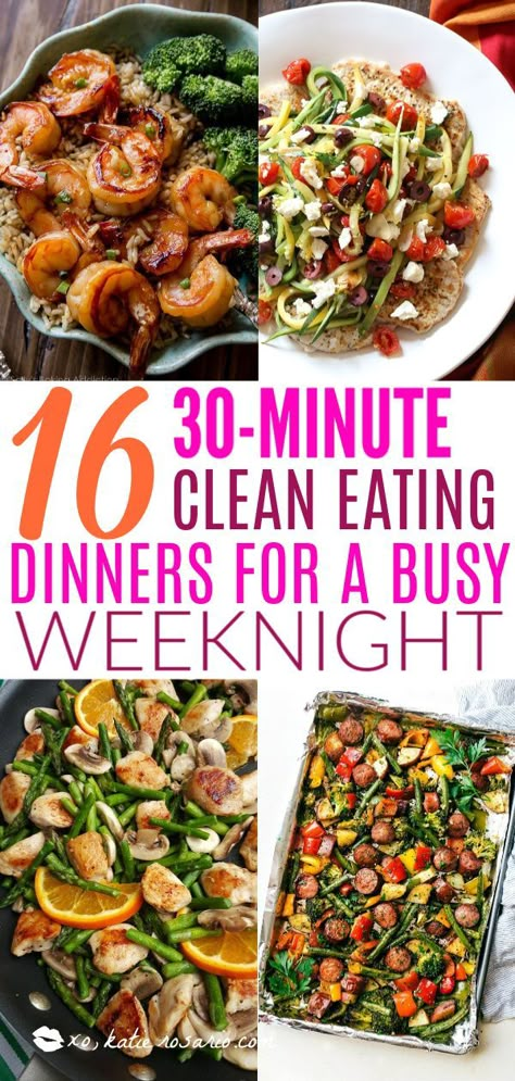 16 30 Minute Clean Eating Dinners For a Busy Weeknight | Today we are looking at 16 clean eating dinners that'll take 30 minutes to make. It's nice to have some quick and easy clean eating recipes like these that you can refer back to. These healthy meals take 30 minutes so you can enjoy the rest of your night full and satisfied. #xokatierosario #cleaneatingdinnerrecipes #healthymeals #30minuterecipes Clean Eating Dinners, Clean Dinners, Easy Clean Eating Recipes, Deep Cleaning Hacks, Clean Eating Recipes For Dinner, Easy Clean Eating, Clean Eating Dinner, Diet Vegetarian, Healthy Clean Eating