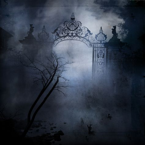 Beyond the Great Divide by hearthy.deviantart.com on @DeviantArt Foggy Night, Dark Castle, Spooky Places, Old Cemeteries, 다크 판타지, Gothic Aesthetic, Dark Gothic, The Fog, Haunted Places