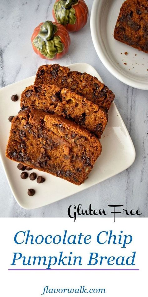 Gluten Free Quick Bread, Gluten Free Fall Recipes, Easy Pumpkin Bread, Gluten Free Pumpkin Recipes, Gluten Free Brunch, Gluten Free Pumpkin Bread, Bread Gluten Free, Pumpkin Bread Easy, Pumpkin Chocolate Chip Bread