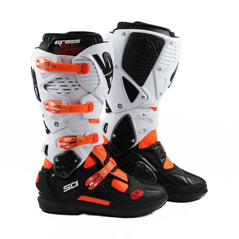 Listing Template 2018 Home About Us View Feedback Contact Us Further Description Sidi Crossfire 3 SRS Boots in Orange fluo Black White - Sidi Off-Road Boots Sidi Presents Crossfire 3 SRS, The 3rd Generation of The No.1 Offroad Motocross & Enduro Boot. The all-new Sidi Crossfire 3 SRS is the evolution of a motocross boot which has won more awards than any other in the off-road sector — the Crossfire 2. Known for their excellent protection, comfortable fit and replaceable parts, the Sidi Crossfire 2 has been a top pick with dual-sport riders and motocross racers alike. The Crossfire 3 SRS is Sidi's newest motocross boot which has won more awards than any other footwear in the off-road market. The Sidi team made full use of their experience, professionalism, and passion to produce a boot that Motocross Racer, Mx Boots, Dual Sport, Knee Brace, Lower Leg, Dc Sneaker, Top Pick, Motocross, Off Road