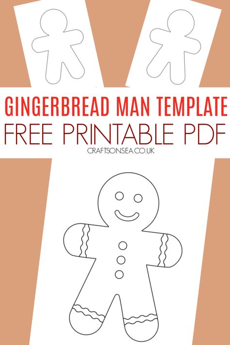 FREE Gingerbread Man Template (Printable PDF) Gingerbread Man Ornaments For Kids, Gingerbread Man Template Free, How To Make A Gingerbread Man Crafts, Make Your Own Gingerbread Man, Gingerbread Signs Printable, Gingerbreadman Preschool Craft, Gingerbread School Project, Gingerbread Templates Free Printable, Christmas Cards Gingerbread Man