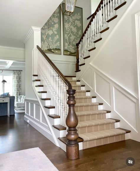 Colonial Staircase, Wide Stairs, Wainscoting Staircase, Foyer Ideas Entryway, Old World Elegance, House Staircase, Entry Stairs, Staircase Makeover, Stair Remodel