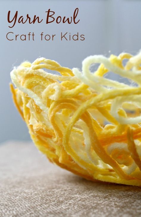 Yarn Bowl Craft, Bowl Craft, Yarn Crafts For Kids, Yellow Crafts, Craft Craft, Yarn Bowl, Camping Crafts, Yarn Projects, Childrens Crafts