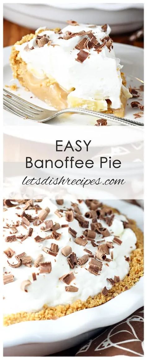 Easy Banoffee Pie Easy Banoffee Pie, Vegan Banoffee Pie, Toffee Dessert, Butterfinger Pie, Banoffee Pie Recipe, Popular Desserts Recipes, Work Recipes, Homemade Graham Cracker Crust, Chocolate Crumbs