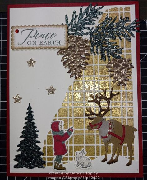 Regal Reindeer Stampin Up Cards, Stampin Up Regal Reindeer, Decorated With Happiness, Regal Reindeer, Lattice Cards, Deer Christmas Cards, Reindeer Cards, Reindeer Christmas Cards, Handcrafted Christmas Cards