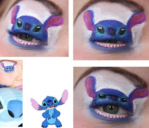 Elaborate Eye Makeup Like Cosplay for Your Eyes | The Mary Sue Angel Makeup Look, Disney Eye Makeup, Stitches Makeup, Disney Eyes, Angel Makeup, Disney Makeup, Lilo Y Stitch, Cat Eye Makeup, Eye Makeup Designs