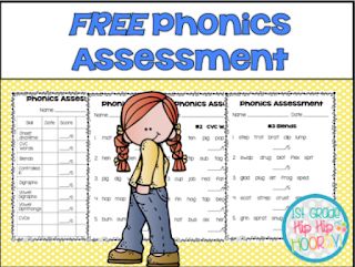 1st Grade Hip Hip Hooray!: FREE Phonics Assessment Consonants Blends, Saxon Phonics, Phonics Assessments, Kindergarten Assessment, Structured Literacy, Phonics Free, Reading Assessment, First Grade Phonics, Phonics Instruction