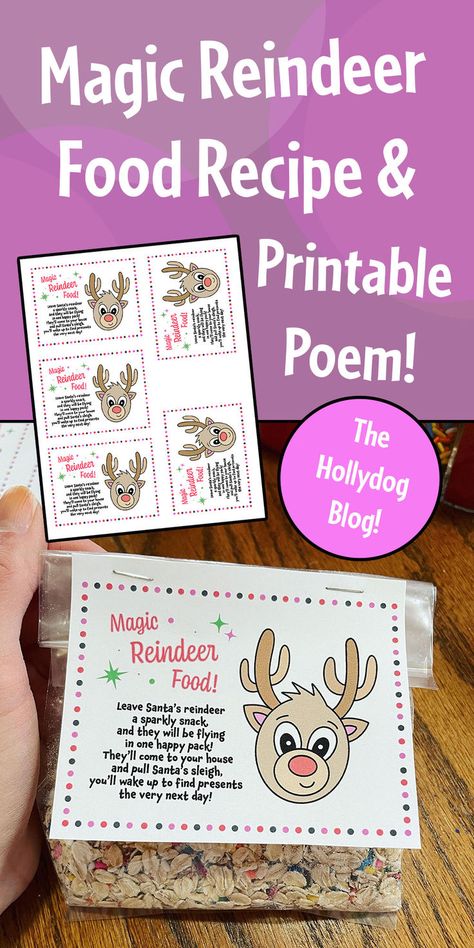 Check out this super fun Magic Reindeer Food Recipe for Christmas Eve! Reindeer Food | Magic Reindeer Poem Magical Reindeer Food, Reindeer Food Recipe Printable, Reindeer Food Poem Free Printable, Reindeer Food Labels Printables Free, Reindeer Food Tags Free Printable, Reindeer Food Ideas, Reindeer Food Printable Free, Magic Reindeer Food Recipe, Diy Reindeer Food