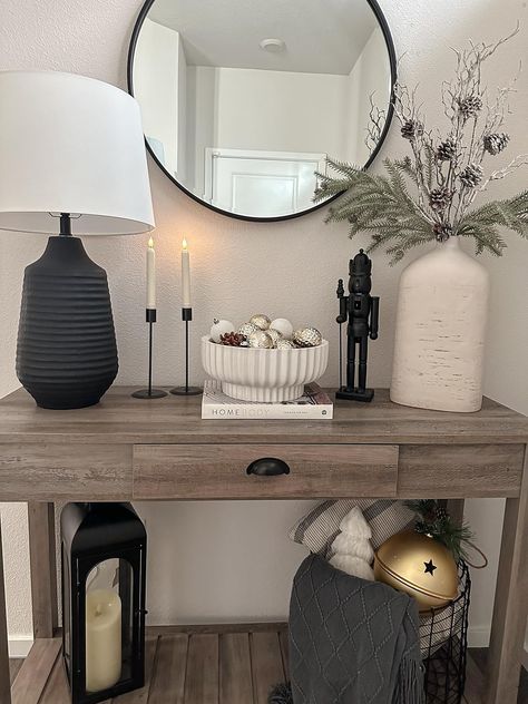 Check out this photo from eviephelps Entry Console Table Decor, Entryway Table Styling, Amazon Organization, Bedroom Gadgets, Entryway Table Modern, Small Entryway Table, Interior Design Shop, Accent Table Decor, Buffet Table Decor