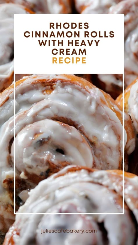 Rhodes Cinnamon Rolls are an amazing shortcut to the best homemade-like cinnamon rolls!🥰 But even though the original cinnamon roll recipe is delicious, there's always room for improvement. Since my culinary curiosity never stops running, I tried to improve this already flawless idea.💡 After a few failed experiments, I found the missing piece, and I obviously had to share it with you — spoiler alert: it's heavy cream.📌 To make the fluffiest batch of cinnamon rolls, you should add heavy ... Cinnamon Rolls With Heavy Cream Rhodes, Justine Kameron Cinnamon Rolls, Cinnamon Rolls Made With Rhodes Frozen Bread Dough, Award Winning Cinnamon Rolls Homemade, Best Frozen Cinnamon Rolls, Jiffy Cinnamon Rolls Recipe, Tik Tok Cinnamon Rolls With Rhodes, Rhodes Cinnamon Rolls With Heavy Cream And Pecans, Cinnamon Rolls With Sour Cream