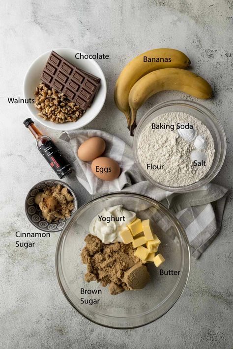 These easy, tasty bakery-style banana walnut chocolate chip muffins come together quickly, making the perfect snack food! Banana Walnut Chocolate Chip Muffins, Banana Walnut Muffins, Walnut Muffins, Banana Walnut, Banana Chocolate, Banana Chocolate Chip, Chocolate Chip Muffins, Banana Muffins, Chocolate Banana