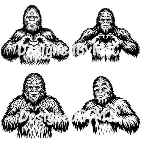 Bigfoot Clipart, Bigfoot Svg, Heart Hands, Quality Images, Png Format, Vector Graphics, High Quality Images, 6 Inches, Digital Design