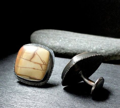 Fine Jewelry For Him Fancy Jasper Cufflink In by OnTheWrist Jewelry For Him, Fancy Jasper, Cufflinks Men, The Cosmos, Fine Jewelry Collection, Oxidized Sterling Silver, Hand Built, Cosmos, Cufflinks