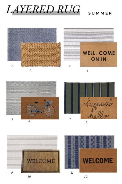 layered doormats for summer Outdoor Rug Entryway, Outdoor Rug Layering Ideas, Front Door Mat Layering, Front Porch Rugs Layered, Front Door Layered Rugs, Large Door Mat, Front Door Rugs Outdoor Layering, Front Porch Rug Layering, Layered Door Mat Ideas