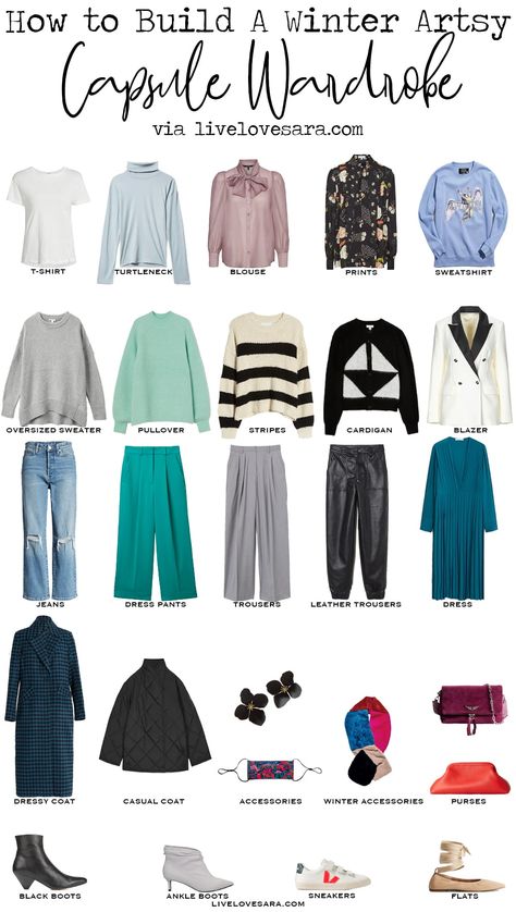 Artsy Capsule Wardrobe, Capsule Wardrobe For Winter, Capsules Wardrobe, Artsy Outfit Ideas, Alaska Outfits, Capsule Wardrobe Accessories, Horoscope Capricorn, Capsule Wardrobe Work, 30 Outfits