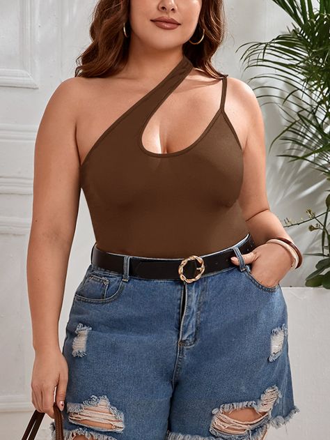 Plus One Shoulder Cut Out Bodysuit Plus Size Baddie, Cut Out Bodysuit, Plus Size Baddie Outfits, Body Suit Outfits, Cutout Bodysuit, Everyday Basics, Plus Size Jumpsuit, Love Clothing, Shoulder Cut