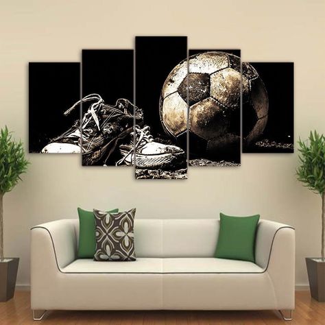 Football Canvas Shoes Painting, Hd Prints, 5 Piece Canvas Art, Art Football, Canvas Art Wall, Themed Bedroom, Kids Bedrooms, Wall Pictures, Canvas Art Wall Decor