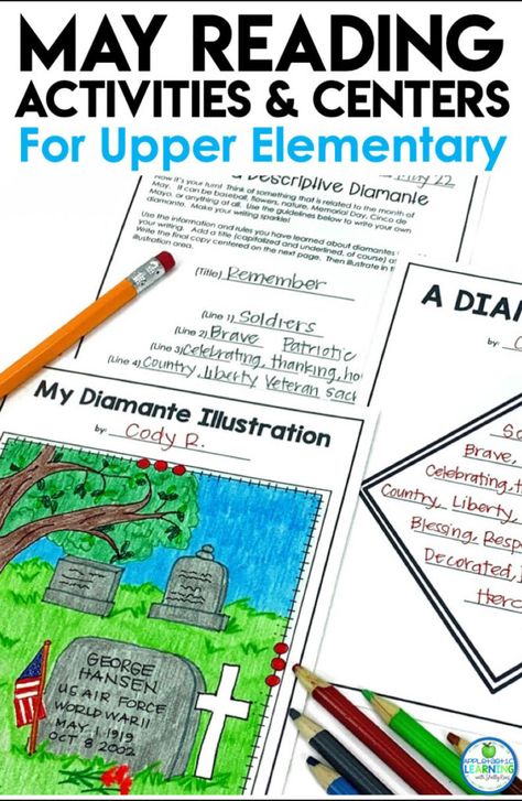 The end of the school year can bring lots of excitement and less focus when it comes to academics. Engage your students in the important end of the year review and learning with these fun May Reading and Language Arts Centers and Activities. Your 3rd, 4th and 5th grade students will be immersed in these May themed reading comprehension activities and language arts games. Perfect for adding to your classroom centers or small group instruction. #May #readingcomprehension #poetry #languagearts Analogies Activities, Descriptive Writing Activities, Language Arts Games, Language Arts Centers, 5th Grade Activities, Fun Writing Activities, Teaching Printables, Year Review, Classroom Centers