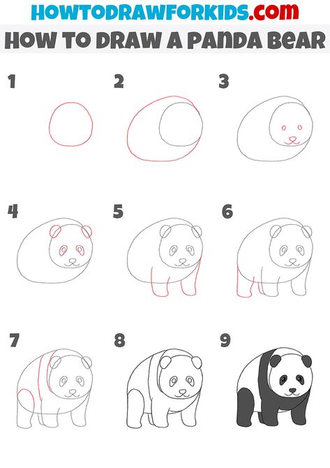 how to draw a panda bear step by step tutorial How To Draw A Bear Step By Step, Panda Bear Drawing, Easy To Sketch, Panda Drawing Easy, Draw A Panda, Drawing Panda, Panda Bear Art, Super Easy Drawings, Cute Panda Drawing