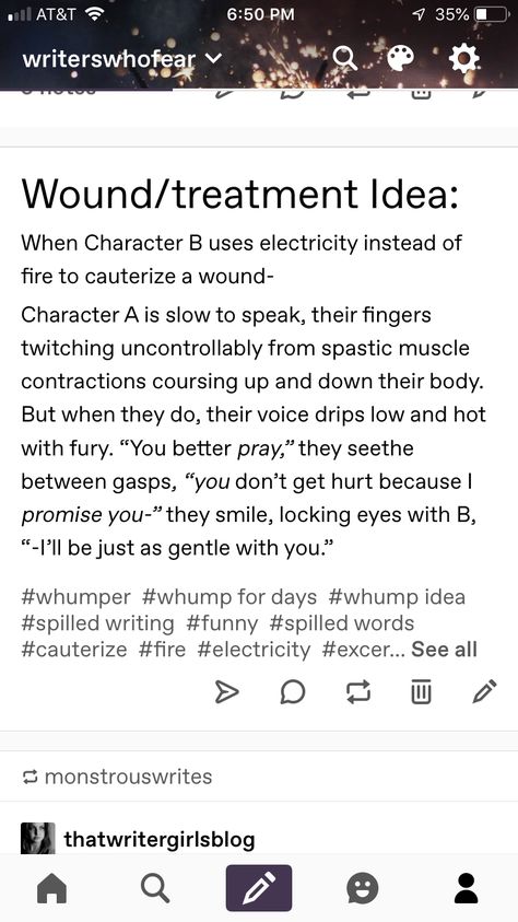 Medical Writing Prompts, Stoic Character Prompts, Injured Character Prompts, Monster Writing Prompts, Character A And B Prompt, Hospital Writing Prompt, Writing Prompts Whump, Character Stereotypes, Villain Writing Prompts