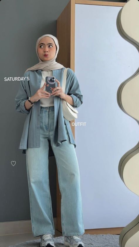 Outfit Kulot, Simple Outfits Hijab, Jeans Outfit Hijab, Outfit Celana, Outfit Hijab Simple, Ootd Hijab Simple, Outfit Ngampus, Hijab Ideas, Outfit Hijab Casual