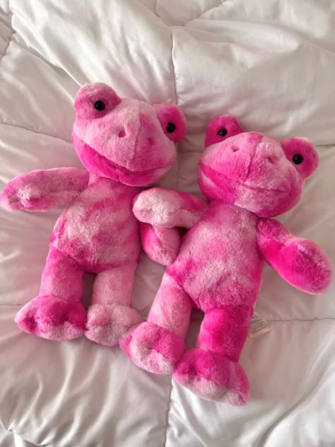 Pink Build A Bear Frog Aesthetic, Build A Bear Outfits, Frog Pictures, Pink Tie Dye, Build A Bear, Kawaii Plushies, Cute Frogs, Cute Stuffed Animals, Cute Plush