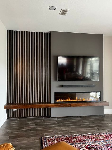 Stand Decoration Ideas, Tv Wall Unit Designs, Transitional Basement, Fireplace Feature Wall, Wall Unit Designs, Electric Fireplace Wall, Feature Wall Living Room, Build A Fireplace, Tv Cabinet Design