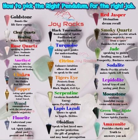 Pendulum Crystal Meaning, Crystal Powers, Crystal Knowledge, Divination Witch, Crystals Meanings, Magic Dance, Divination Methods, Spiritual Space, Crystal Healing Chart