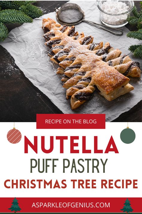 Puff Pastry Nutella Gingerbread Men, Christmas Tree Pastry, Christmas Tree Puff Pastry, Recipe With Nutella, Nutella Christmas Tree, Puff Pastry Christmas Tree, Pastry Christmas Tree, Puff Pastry Christmas, Pastry Christmas