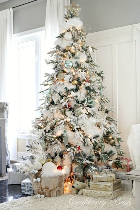 Snow Christmas Tree and 31 Creative Christmas Tree Ideas and Designs on Frugal Coupon Living. Treescapes. Christmas Tree Designs. Amazing Christmas Trees, Christmas Tree Decorated, Creative Christmas Trees, A White Christmas, Christmas Tree Inspiration, Flocked Christmas Trees, Fabulous Christmas, Beautiful Christmas Trees, Gorgeous Christmas