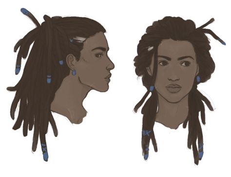 Dreadlock Hairstyles Drawing, Dreads Drawing References, Anime Dreadlocks, Fantasy Hair, Black Characters, Black Anime Characters, Hair Reference, Raise Money, How To Draw Hair