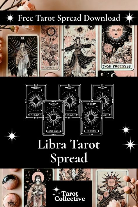 Unlock the mysteries of the cosmos with our FREE Libra Tarot Spread download! Visit tarot-collective.com to gain insight into balance, harmony, and relationships. Perfect for both beginners and seasoned tarot readers, this spread will help you navigate the energies of Libra season. Download now and bring clarity into your life! 🌟🔮 #LibraTarot #FreeTarotSpread #TarotCollective Tarot Spreads Career, 3 Card Tarot Spread, Love Tarot Spread, Temperance Tarot Card, Does He Love Me, One Card Tarot, Leo Tarot, Aries Tarot, Wands Tarot