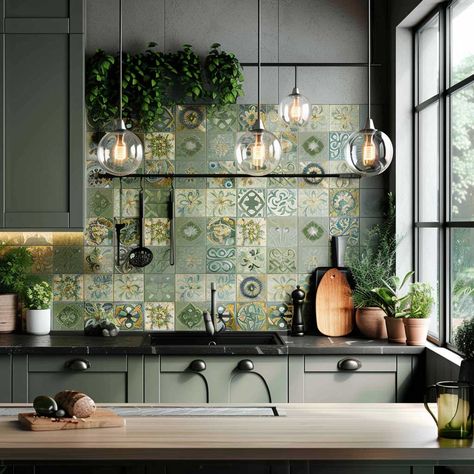 21+ Green Kitchen Backsplash Designs to Refresh Your Space • 333+ Art Images Green Marble Backsplash, Cool Backsplash Ideas Kitchen, Green Subway Tile Kitchen, Kitchen Aesthetic Green, Green Kitchen Wallpaper, Green Kitchen Aesthetic, Green Kitchen Backsplash, Green Tile Backsplash, Lighting Kitchen Island