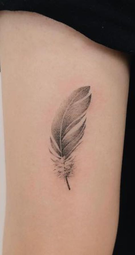 Chicken Feather Tattoo, Feather Tattoo Design For Women, Veer Tattoo, Feather Pen Tattoo, Feather Tattoo Placement, Feather Tattoo Ankle, Papa Tattoo, Small Feather Tattoo, Wing Tattoos