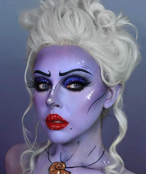 Disney Villains Makeup, Ursula Makeup, Little Mermaid Makeup, Foundation Mixing, Uk Makeup, Drag Queen Makeup, Mehron Makeup, Halloween Makeup Scary, Halloween Makeup Inspiration