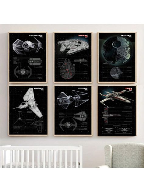 Starwars Bedroom Boys, Star Wars Rooms, Boys Star Wars Room, Star Wars Bedroom Boys, Star Wars Room Ideas, Star Wars Boys Bedroom, Spaceship Painting, Star Wars Decorations, Star Wars Zimmer