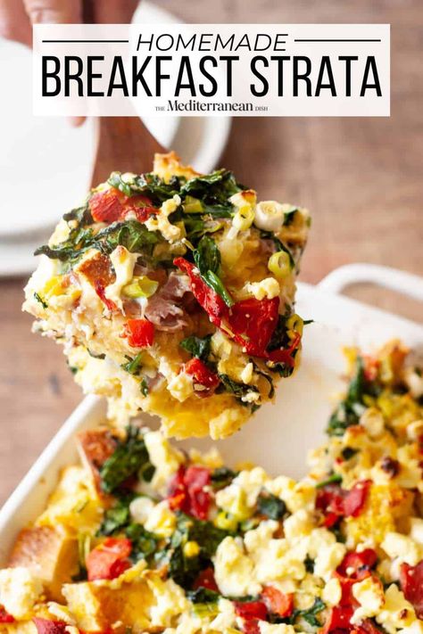 Breakfast Mediterranean, Baked Egg Casserole, Egg Bake Casserole, Italian Seasoning Recipe, Strata Recipes, Breakfast Strata, Upbeat Music, Breakfast Egg Casserole, Med Diet