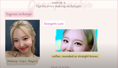 Energetic Cute Makeup, Dear Peachie Makeup, Dear Peachy, Ingenue Essence, Straight Brows, Face Makeup Tutorial, Brow Makeup, Face Shape, Cute Makeup