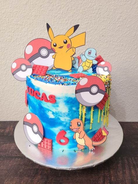 Pokémon themed buttercream cake Buttercream Pokemon Cake, Pokemon Party Games, Pokémon Cake, Cake Girl, Pokemon Cake, Birthday Inspo, Pokemon Party, Girl Cakes, Buttercream Cake