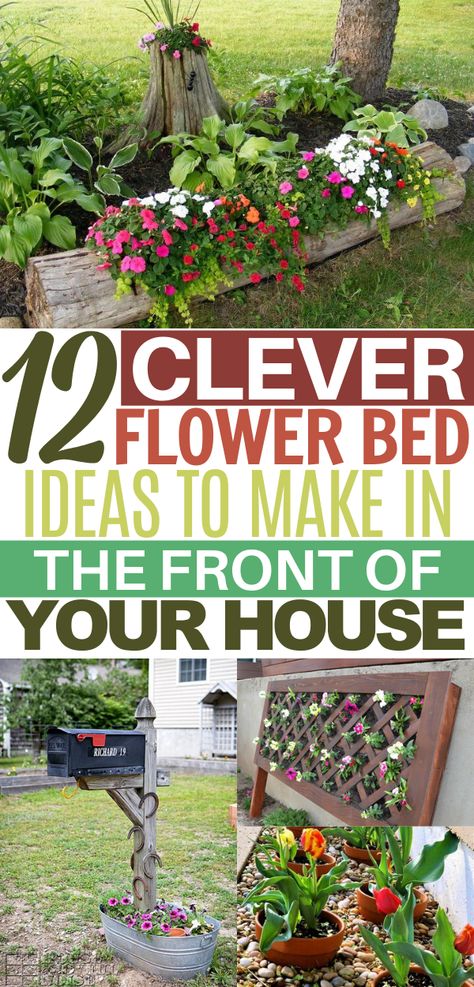 Diy Front Flower Bed Ideas, Creative Flower Bed Ideas, Outside Flower Bed Ideas, Budget Flower Bed Ideas, How To Make Flower Beds Around House, Front Yard Flower Bed Ideas Simple, Easy Front Flower Bed Ideas, Cute Flower Bed Ideas, Entryway Flower Bed Ideas