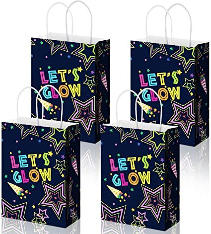 Glow In The Dark Party Bags, Glow In The Dark Party Favor Ideas, Glow In The Dark Party Favors, Glow Party Favors, Neon Party Decorations, Neon Party Supplies, Glow In Dark Party, Neon Birthday Party, Glow In The Dark Party