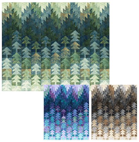 Misted Pines - PTN3307 by Patti Carey of Patti's Patchwork. Based on Stonehenge Gradations by Linda Ludovico for Northcott. Misted Pines Quilt, Stonehenge Quilt Patterns, Stonehenge Fabric Quilt Patterns, Mysterious Quilt Pattern Doug Leko, Patchwork Forest Quilt, Fancy Forest Quilt, Lighthouse Print, Northcott Fabrics, Color Depth