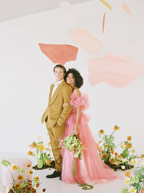 These colorful wedding dresses are not only packing a punch in the bridal department but wowing us with their bold + bright hues! #colorfulweddingdresses #floralweddingdresses #blueweddingdresses Floral Wedding Dress, Blue Wedding Dresses, Colorful Wedding, Whimsical Wedding, Colored Wedding Dresses, Wedding Vibes, Wedding Mood, Alternative Wedding, Wedding Dress Inspiration