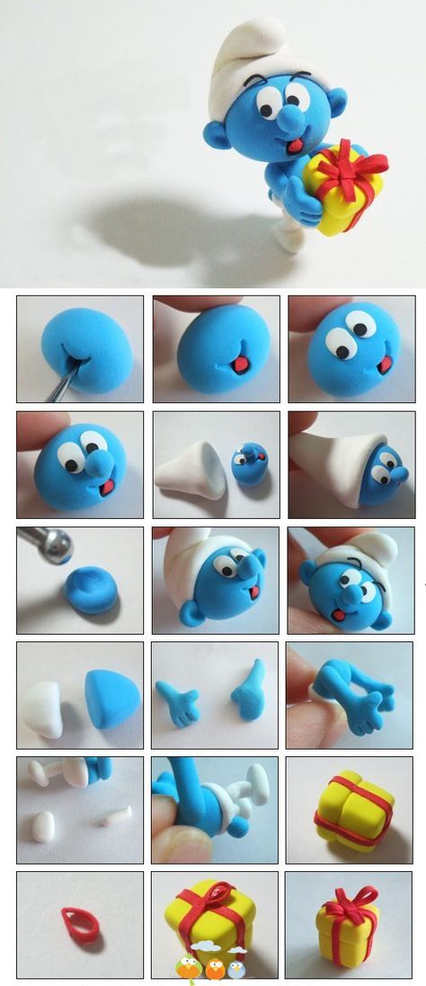 SMURF CLAY Smurfs Cake, Fondant Animals, Cake Topper Tutorial, The Smurfs, Fondant Cake Toppers, Fondant Tutorial, Fondant Decorations, Fondant Toppers, Fondant Figures