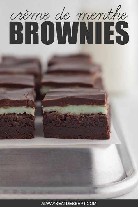 Recipes With Creme De Menthe, Cream De Mint Recipes, Chocolate Mint Brownies Recipe, Brownies With Mint Frosting, Cream De Menthe Recipes, Catering Dishes, Mint Chocolate Brownies, St Patrick's Day Desserts, Mint Brownies Recipe