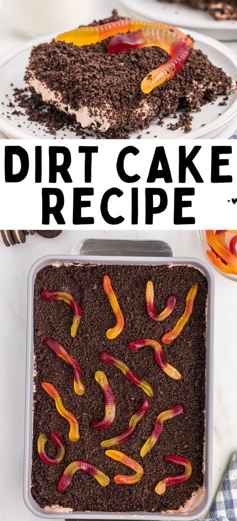 Dirt Cake Recipe Dirt Cake No Cream Cheese, Dirt Cake Without Cream Cheese, Halloween Dirt Cake Recipe Easy, Dirt Cake With Cream Cheese, Chocolate Pudding Dirt Cake, Grave Yard Dirt Cake, Dirt Cake With Gummy Worms Easy, Dirt Cake Recipe With Gummy Worms, Oreo Dirt Cake With Gummy Worms