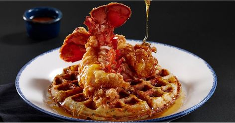 Red Lobster Is Debuting Lobster and Waffles, and Yes, That's a Cheddar Bay Biscuit Waffle! Fried Lobster Tail, Fried Lobster, Lobster Dishes, Cheddar Bay Biscuits, Fast Food Items, Food Memes, Lobster Recipes, Red Lobster, Chicken And Waffles