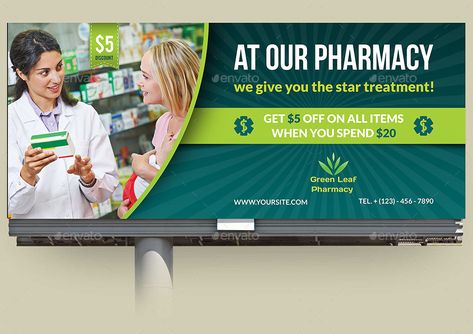 Pharmacy Billboard Template Vol.2 Pharmacy Poster Design, Pharmacy Poster, Pharmacy Advertising, Billboard Template, Hoarding Design, Poster Design Ideas, Dental Design, Pharmacy Design, Billboard Design